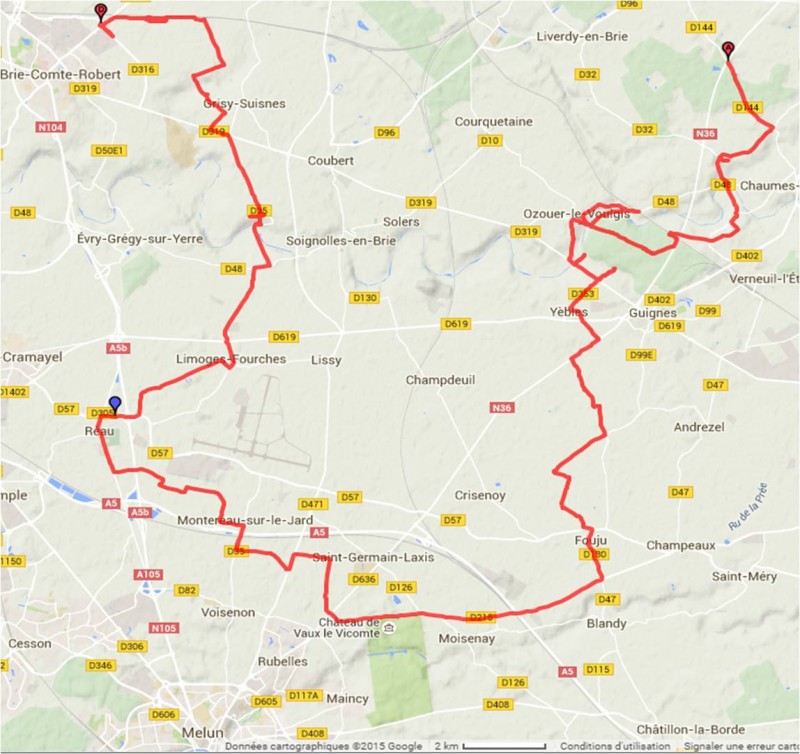 Parcours TT au départ de Brie Comte Robert